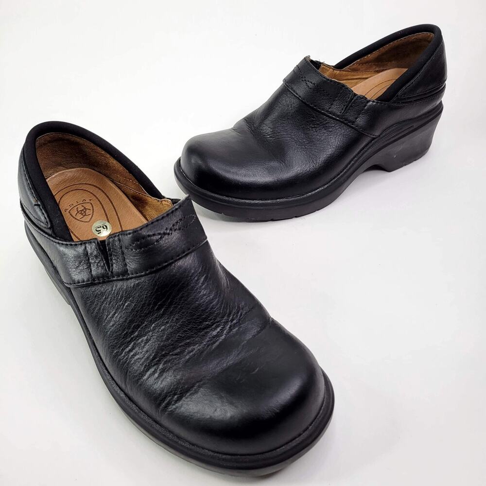 Ariat Clog Shoe Womens Santa Cruz Womens 6.5 Leather Black 93905 Equestrian